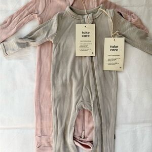 (2) NWT Kyte Baby Ribbed Zipper Rompers 0-3